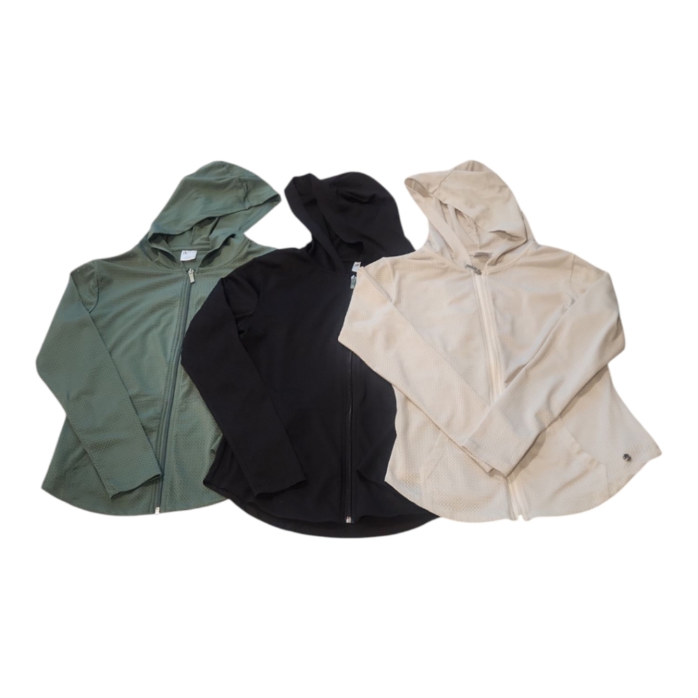 Buff Bunny Womens Light Weight Hooded Jackets - Black, Green, Cream